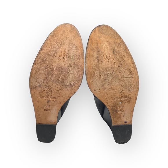 Corso Como  Edgy Biker Wedge Heel Platform Leather Boots Booties  Black 9.5M  - Picture 13 of 16